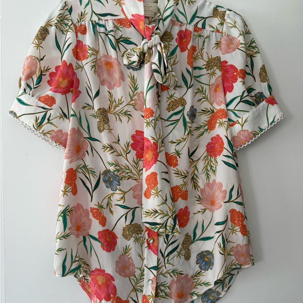 Kate Spade Floral Blouse - White, Pink, Green